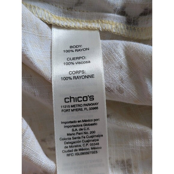 Chico's Top Women's M/1 Yellow Beige Aztec Style Button Up Shirt Artsy Southwest - Picture 10 of 13